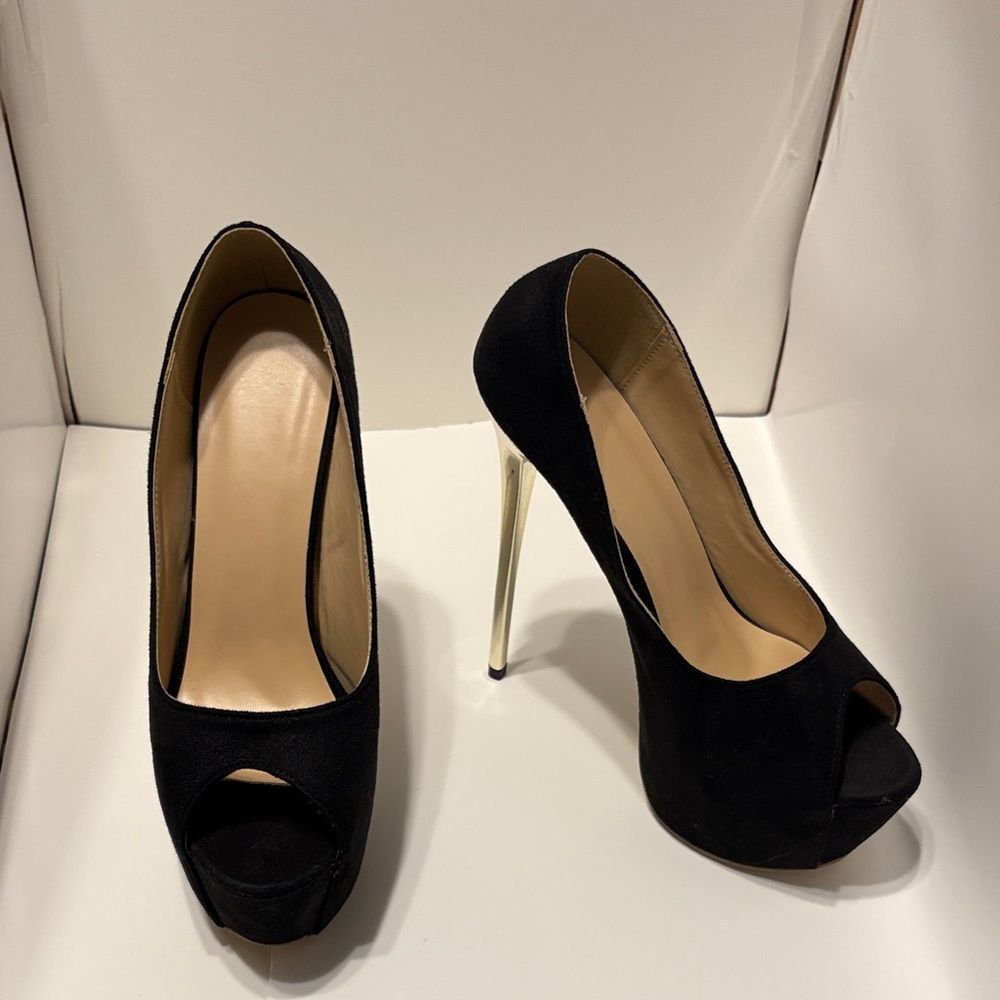 Elegant Black Peep-Toe Stilettos